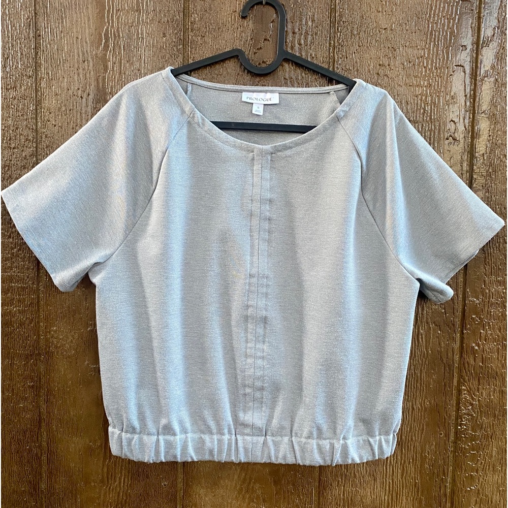 Prologue Gray Cropped Top with Elastic Waist Sz Small